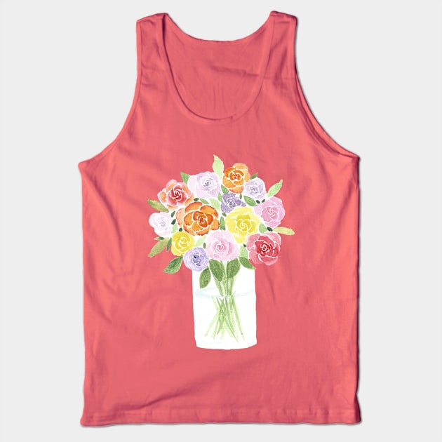 Roses on Vase Tank Top by Sharon Rose Art